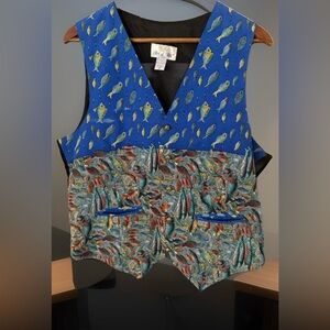 Art of Silk Hawaiian Tropical Fish Silk Tuxedo Vest Men’s Size Medium